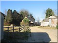 View of Worting Wood Farm buildings in RG23 8EU