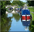 Narrowboats moored along the Worcester and Birmingham Canal in B45 8BW