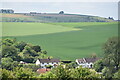 Downland above houses at Burcombe in SP2 0EJ