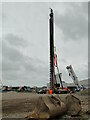 CFA piling auger at the new crossing construction site in NR33 9LZ