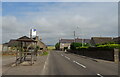 Bus stop and shelter on Dunnichen Road (B9128). Craichie in DD8 2LU
