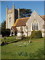 Hambleden Church with snowdrops in RG9 6SA