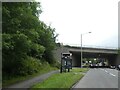 Bus shelter and A30 bridge over Western Road, Launceston in PL15 7EE