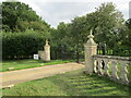 Gates to Conington House and footpath to the church in Conington