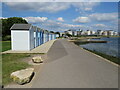 Beach huts at Hamworthy, near Poole in BH15 4DX