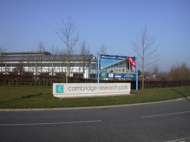 Entrance to Cambridge Research Park in CB25 9PD