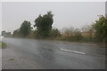 Heavy downpour on the A1101, Holywell Row in IP28 8LT