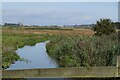 River Yar from footbridge in Brading Marsh Nature Reserve, Isle of Wight in PO36 0BD
