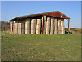 210 round straw bales in an open-sided barn in SN11 9HD