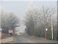The A639 entering Pontefract on a misty, frosty morning in WF8 3QN