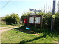 Signpost, post box and Parish Council Notice Board in HR2 8BU
