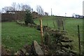 Footpath alongside ruined wall, Thorncliffe in HD8 0TU
