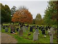 Autumn colour, Doverdale churchyard in WR9 0PF