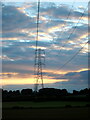 Pylons at sunset at Newfield Farm in WF11 9JJ