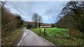 Farm building and gate on the Fetcham Downs in KT22 9DS