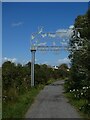 Decorative gantry over the Strawberry Line at Yatton in BS49 4BP