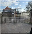 Gates across the entrance to Pwll-y-Cwm, Monmouthshire in NP25 5SX