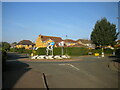 Roundabout at west end of Knightons Way, Brixworth in NN6 9WN