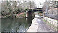 Railway bridge over Basingstoke Canal at Mytchett Lake in GU16 6BB