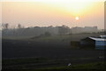 Hazy sunset at Hazlewood Common in IP15 5QE