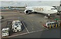 Emirates aircraft at Birmingham Airport in B26 3QE