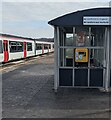 Yellow box on the station shelter, New Inn, Torfaen in NP4 0LX