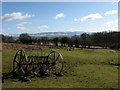 Rusting farm machinery on Llandefalle Common in Felin-Fach Community