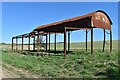 Rusty barn north of Hayter's Farm in SO20 8BE