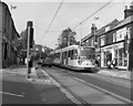 A Sheffield tram in Middlewood Road, Hillsborough in S6 2HH