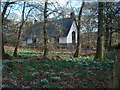 Pitcastle Church at snowdrop time in PH9 0PJ