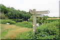 Finger post on the River Avon at Marlcliff in B50 4NT