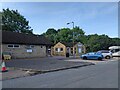 Buildings and parking at Cartgate picnic area on the A303 in TA12 6PD