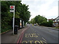 Bus stop and shelter on London Road (A24), Sutton in SM3 8EG