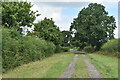 Footpath on track north of Aston Hall Farm in Aston Juxta Mondrum