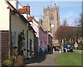 Monks Eleigh cottages, looking to St Peter's Church in IP7 7AA