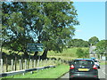 The A494 north at turning for Hendre Mawr Caravan Park in Llanuwchllyn Community