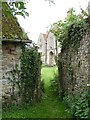 Porch of Dodington Hall from churchyard in TA5 1LF