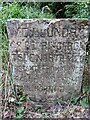 War Department boundary stone in path through Bouldnor Copse in PO41 0XT