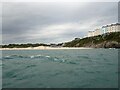 Tenby South Beach and cliffs from a Caldey Island boat in SA70 7EG