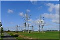 Pylons at power line junction in Helpringham & Osbournby Ward
