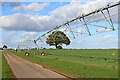 Irrigation equipment on farmland near Beckbury in Shropshire in WV6 7HS