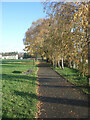 Cycle and pedestrian path at the southern edge of the playing fields in Litchard in CF31 1PX