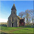 Meesden: St Mary - west front, bellcote and porch in Meesden