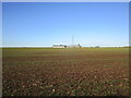 Autumn sown crop and Barn Farm in Bradmore