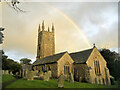 St Briochus's Church and a rainbow in PL15 9PP