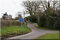 Looking along Pound Lane from its junction with Pound Hill and Sherfield English Lane in SO51 6EH