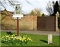 Balsham village sign and Icknield Way milestone in CB21 4ER