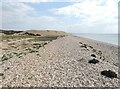 Beach and pile of shingle near Browndown Point in PO13 8GN