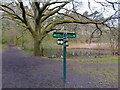 Footpath and bridleway sign at Wokefield Common in RG7 3DU