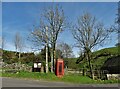 Village noticeboard and phone box in Thorncliffe in ST13 7LP